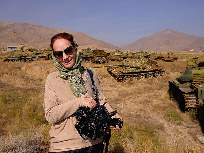Pietra Brettkelly in Afghanistan filming A Flickering Truth. Photo/ Jacob Bryant.